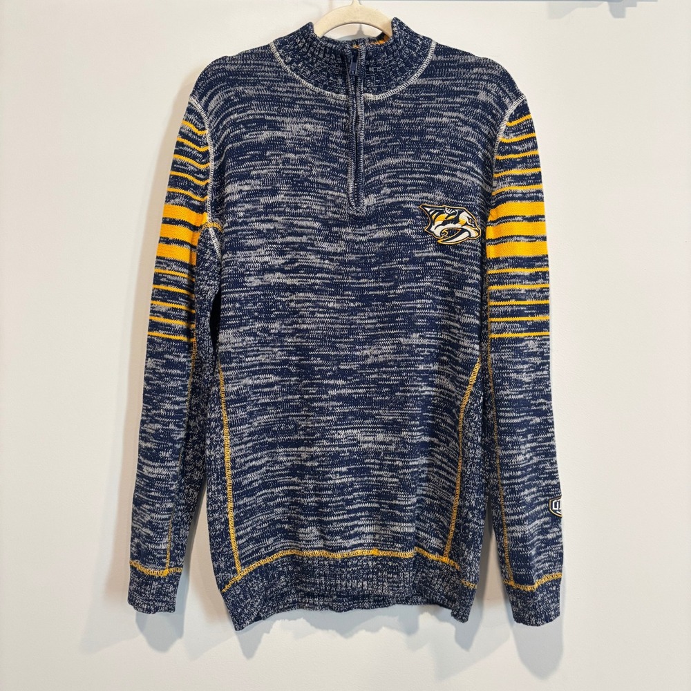Old Time Hockey Nashville Predators Mens Quarter Zip Knit‎ Sweater Large 21523